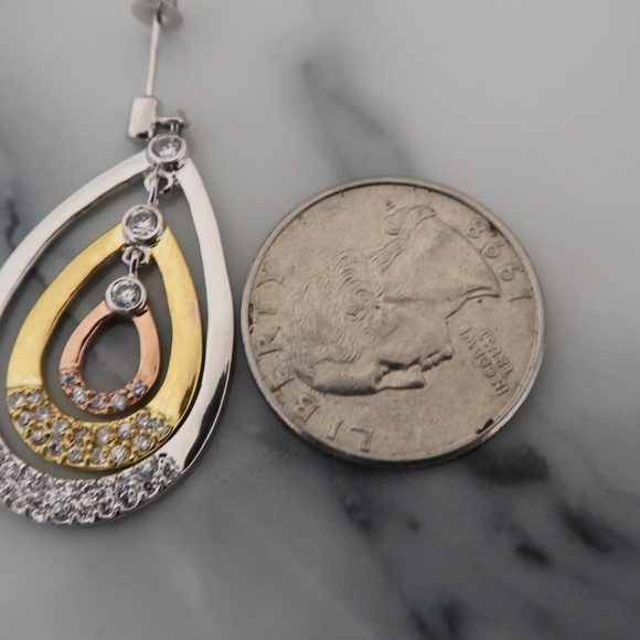 Sterling silver cubic zirconia drop earrings - Picture 4 of 4